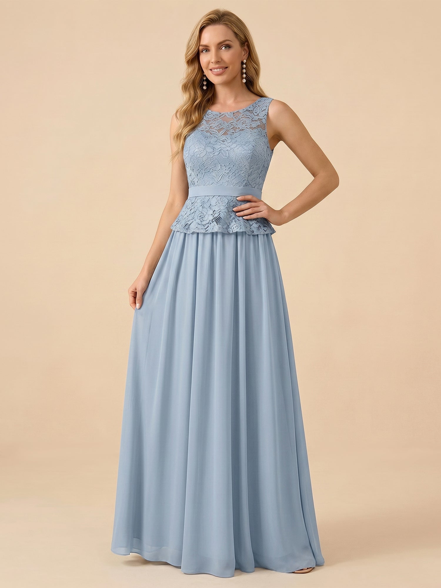 Lace Peplum Chiffon A-Line Mother of the Bride Dress with Matching Jacket