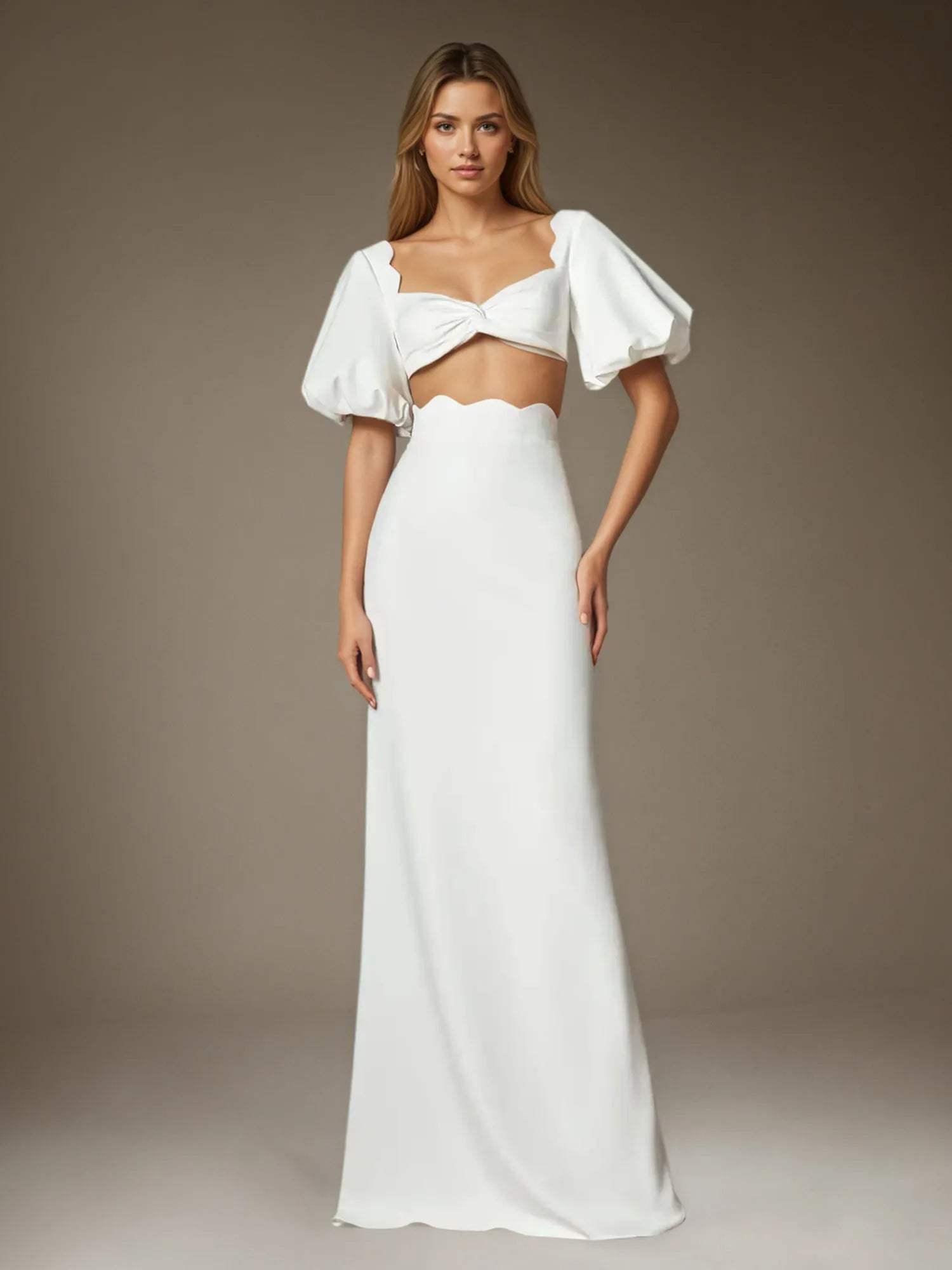 White Sheath Sweetheart Neckline Stretch Crepe Wedding Dress