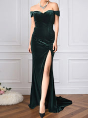 Trumpet/Mermaid Off The Shoulder Floor-Length Velvet Evening Dress