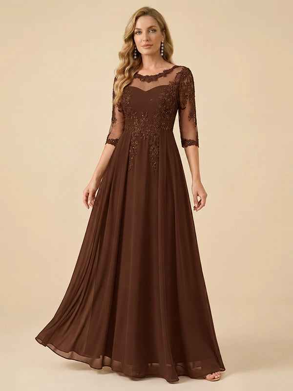 4 Sleeve Chiffon Mother of the Bride Gown