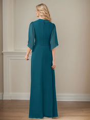 A-Line V-Neck Long Sequins Chiffon Mother Dress