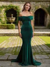 Mermaid Off Shoulder Pleated Formal Dress