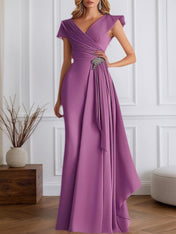 Evening Dress Purple Drap Maxi Mother of the Bride Dress