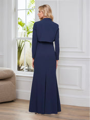 Sheath/Column Square Neck Floor-Length Mother of the Bride Dress With Pleated