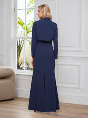 Sheath/Column Square Neck Floor-Length Mother of the Bride Dress With Pleated