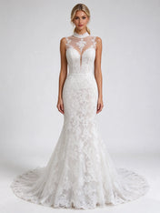 Off-the-Shoulder Long Sleeve Lace Corset Mermaid Bridal Gown Wedding Dress