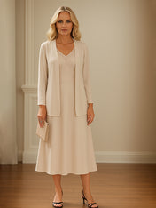 Chiffon Skirt Mother of The Bride Dress with Open Jacket