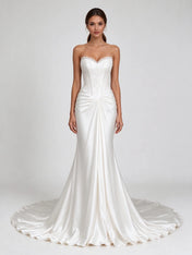 Strapless Embroidered Corset Satin Mermaid Bridal Wedding Dress
