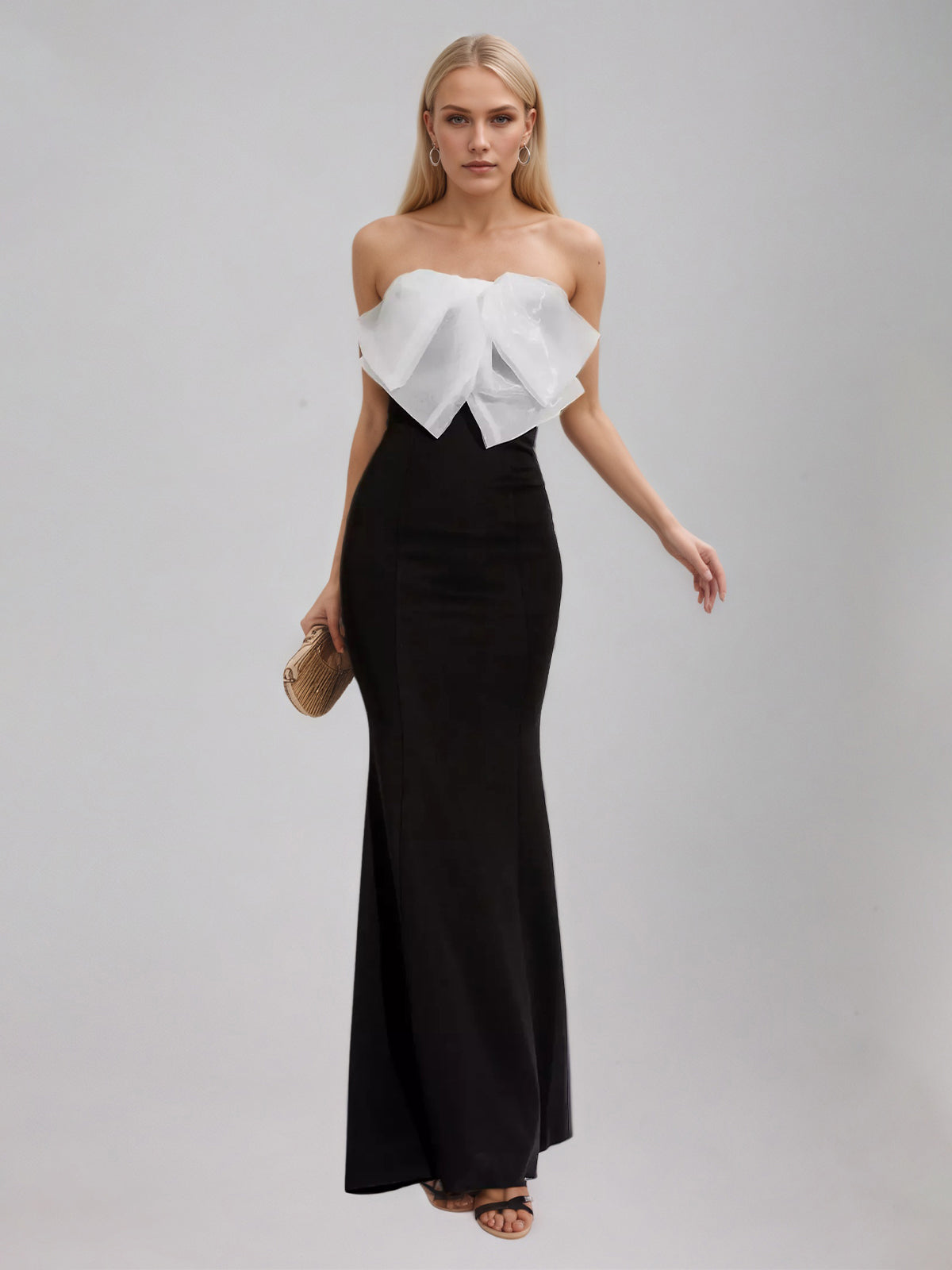 Black White-bow Mermaid Dress