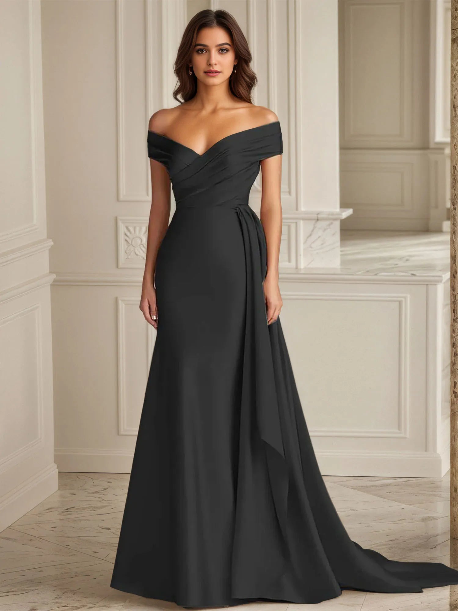 Trumpet/Mermaid Off The Shoulder Ruched Long Formal Dress