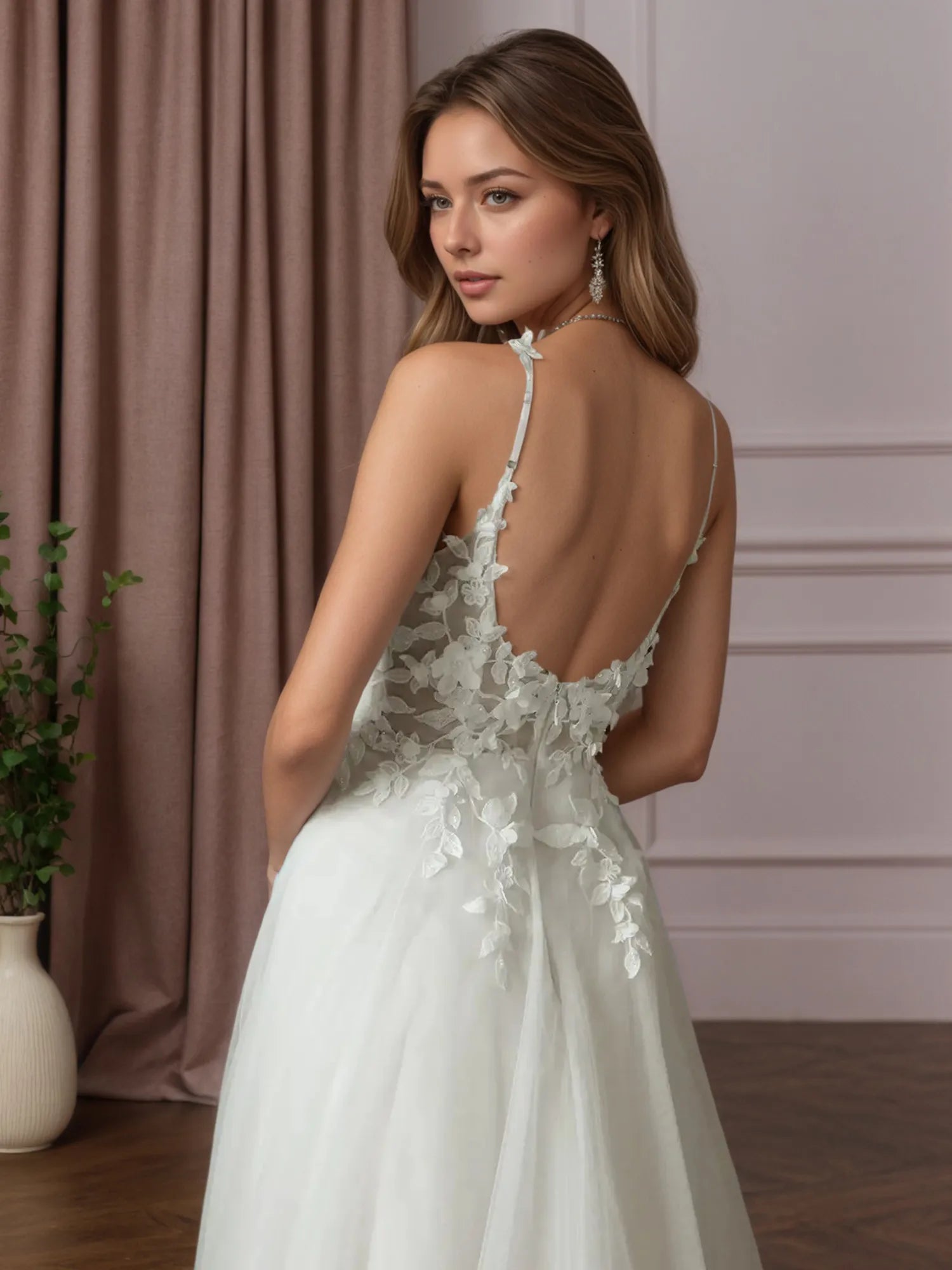 White Ball-Gown Lace Wedding Dress