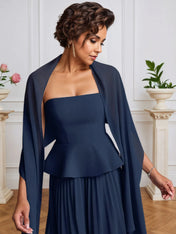 A-Line Off The Shoulder Sleeveless Pleated Chiffon Dress With Cascading Ruffles