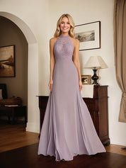 Lilac A Line Halter Long Mother of the Bride Dress