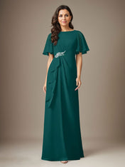 Dark Navy Sheath Beaded Chiffon Dress