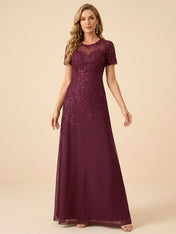 Elegant Short Sleeve Embroidery Mother of the Bride Dress