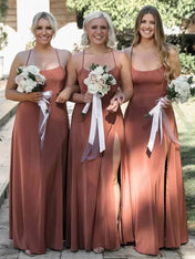 Simple Criss-Cross Straps Back Dusty Rose Bridesmaid Dress