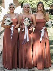 Simple Criss-Cross Straps Back Dusty Rose Bridesmaid Dress