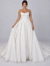 Strapless Sweetheart Lace Ball Gown Wedding Dress