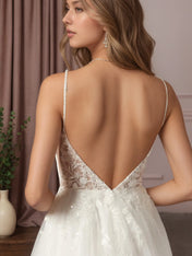 White A-Line V-Neck Sequins Sleeveless Tulle Sleeveless Dress