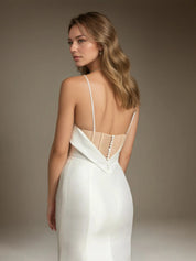 White Mermaid Strapless Bow Wedding Dress