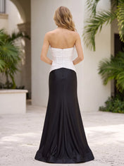 Strapless Twisted Keyhole Two-Tone Satin Mermaid Prom Dress
