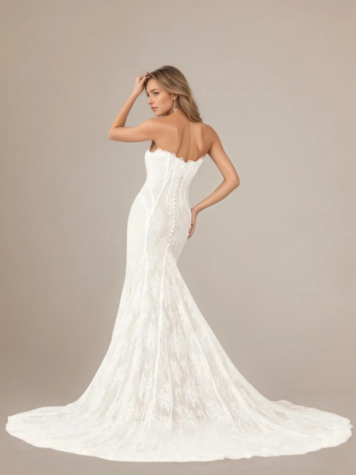 White Mermaid Off the Shoulder Tulle Wedding Dress