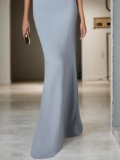 Formal Dress Blue with Pearls Maxi Mother of the Bride Dress