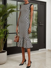 Black Sweater Crew Neck Sleeveless Mermaid Midi Dress