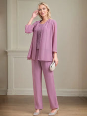 Chiffon Square Neck Sleeveless Floor Length Mother of the Bride Pantsuits