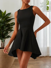 Black Sleeveless A-line Mini Homecoming Dress