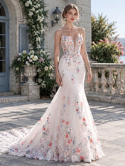 Sweetheart Floral-Embroidered Mermaid Bridal Gown Wedding Dress