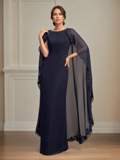 Sheath/Column Scoop Floor Length Chiffon Mother of the Bride Dress With Appliques Sequins