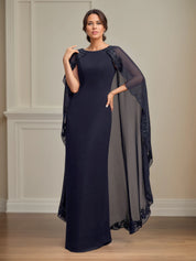 Sheath/Column Scoop Floor Length Chiffon Mother of the Bride Dress With Appliques Sequins