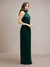 Sheath/Column Halter Neck Sleeveless Floor Length Bridesmaid Dress