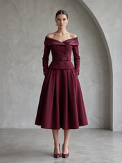 Tailored Blazer-Style Long-Sleeve Lace Sheer-Skirt Column Evening Dress