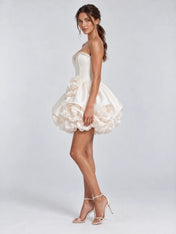 Strapless Beaded 3D Rose Mini Cocktail Wedding Dress