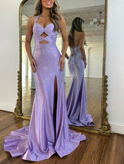 Sparkly Mermaid Keyhole Long Beaded Prom Dress with Slit