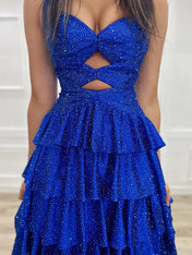 Orange A Line Strapless Sweetheart Satin Prom Dress with Keyhole