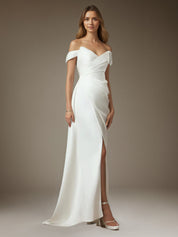 White Mermaid Strapless Double Faced Satin Wedding Dress
