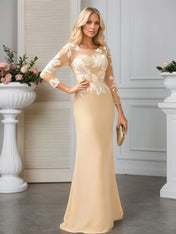 Sheath/Column Scoop Illusion Sweep Train Chiffon Evening Dress With Sequins