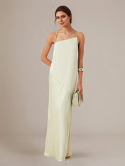 Sheath/Column Satin Spaghetti Straps Sleeveless Floor Length Dresses