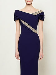 Elegant Wedding Dress Short Sleeves V Neck Floor Length Dress With Sequins
