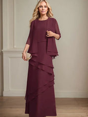 Robe fourreau en mousseline de soie pour mère de la mariée, longueur au sol 