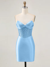 Strapless Bodycon Beaded Corset Homecoming Dress