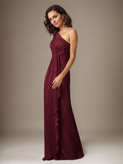 Ruby Sheath One Shoulder Metallic Mesh Dress Mother of the Bride Dress
