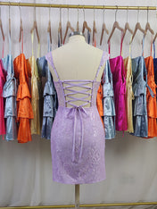 Lace Bodycon Homecoming Dress with Side Slit