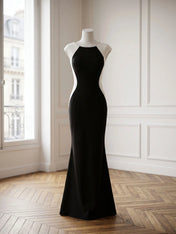 High Neck Cap Sleeve Sequin Contrast Mermaid Evening Gown