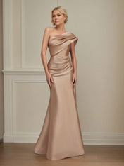 Trumpet/Mermaid One Shoulder Sleeveless Satin Mother of the Bride Dress With Ruched