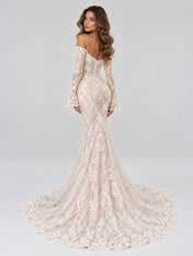 Off-the-Shoulder Long-Sleeve Lace Mermaid Wedding Dress