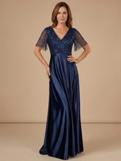 Tassel V Neck A Line Sparky Sequins Mother of the Brides Dresses for Women